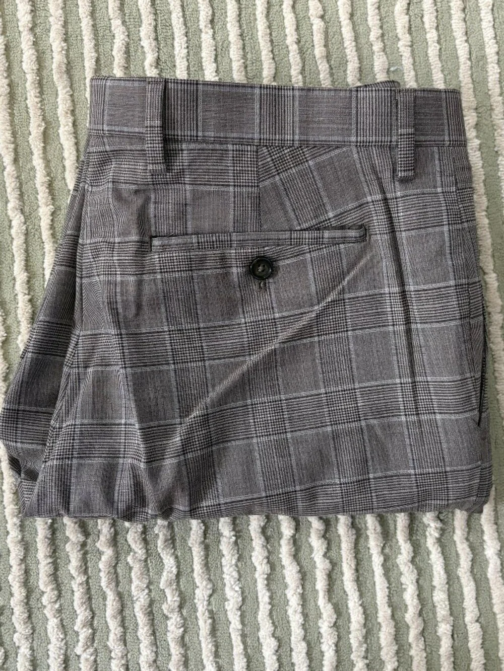 Banana Republic Slim Fit Stretch Wool Glen Plaid Pants 32x32 Brown/Tan